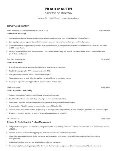 Director Of Strategy Resume