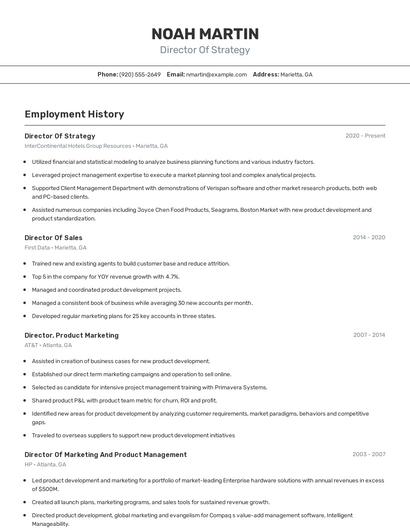 Director Of Strategy Resume