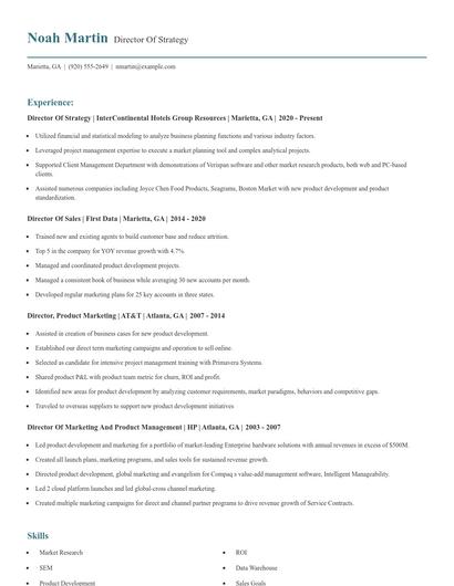 Director Of Strategy Resume