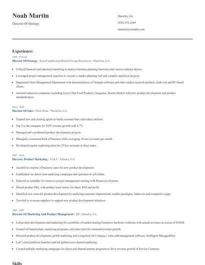 Director Of Strategy Resume