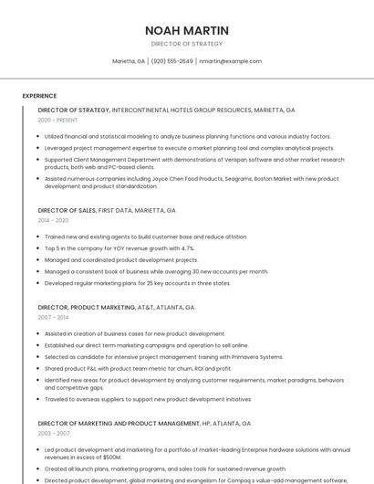 Director Of Strategy Resume