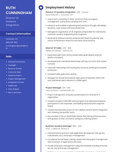 Director Of Systems Integration Resume