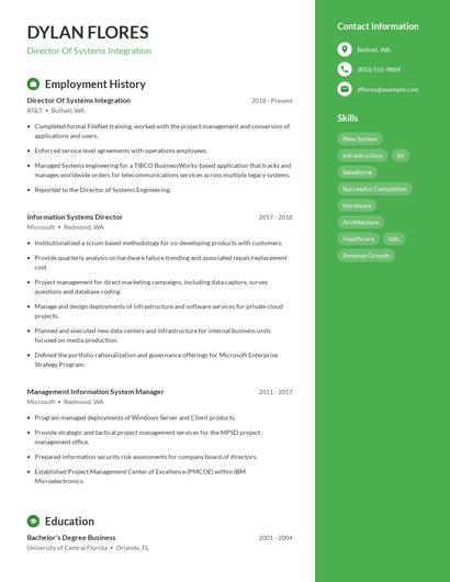 Director Of Systems Integration Resume
