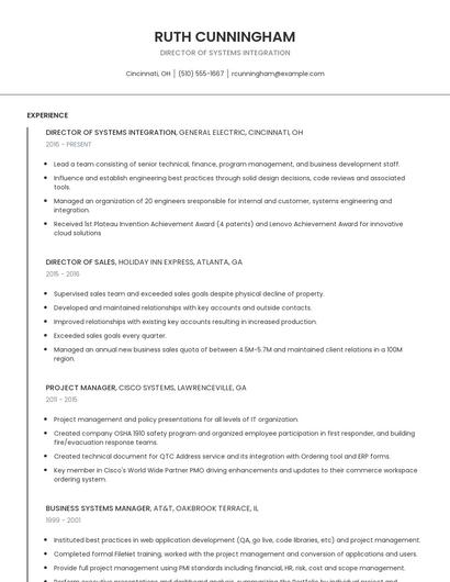 Director Of Systems Integration Resume