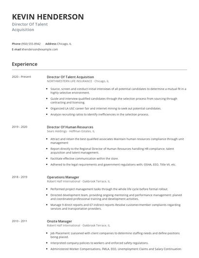 Director Of Talent Acquisition Resume