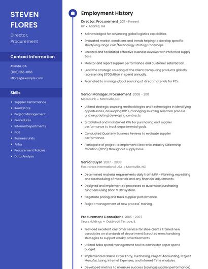 Director, Procurement Resume