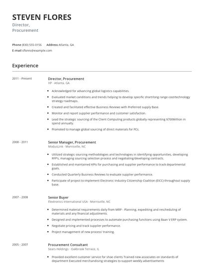 Director, Procurement Resume