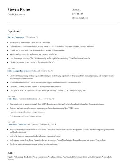 Director, Procurement Resume