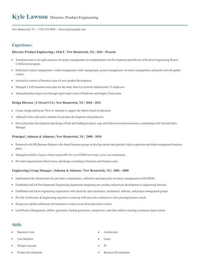 Director, Product Engineering Resume