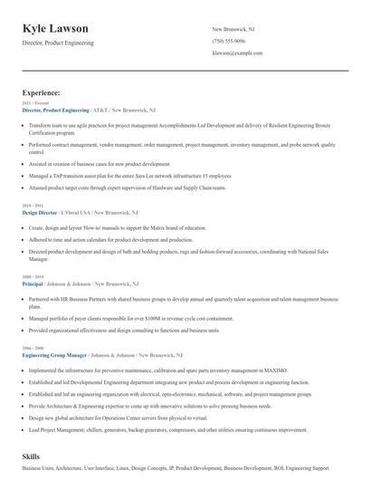 Director, Product Engineering Resume