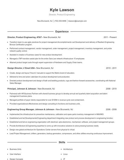 Director, Product Engineering Resume