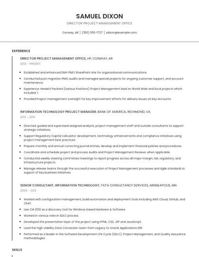 Director Project Management Office Resume