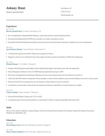 Director, Special Projects Resume