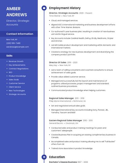 Director, Strategic Accounts Resume