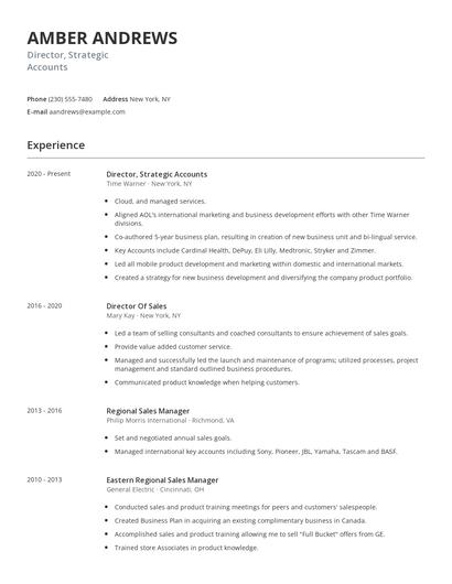 Director, Strategic Accounts Resume