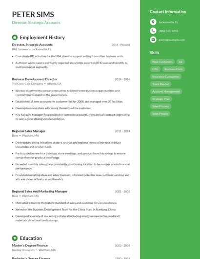 Director, Strategic Accounts Resume