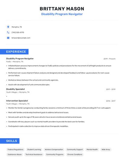Disability Program Navigator Resume