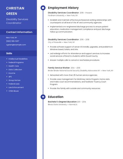 Disability Services Coordinator Resume