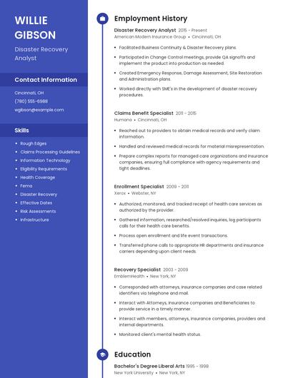 Disaster Recovery Analyst Resume