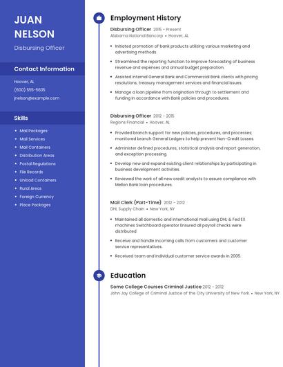 Disbursing Officer Resume