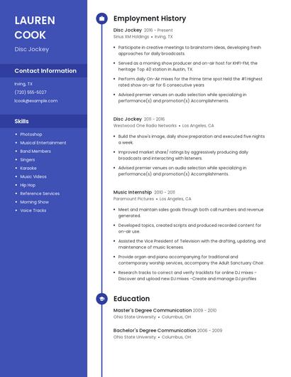 Disc Jockey Resume