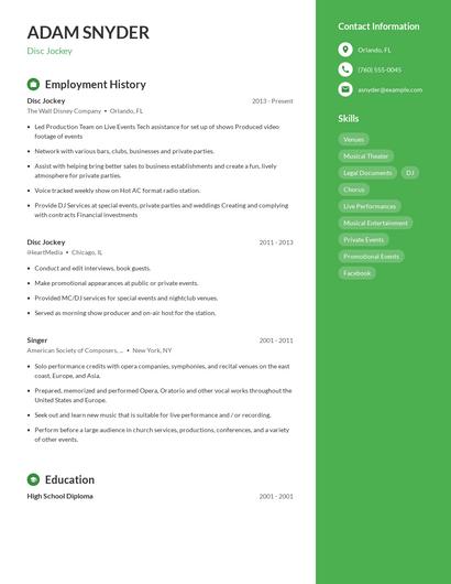 Resume example 5