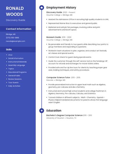 Discovery Guide Resume
