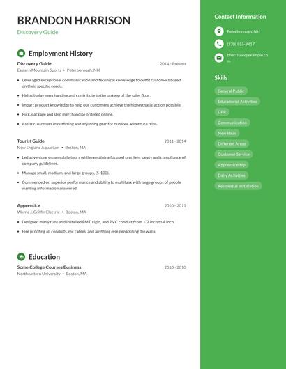 Discovery Guide Resume