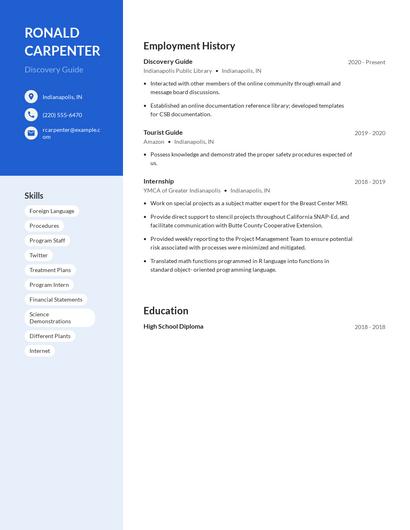 Discovery Guide Resume