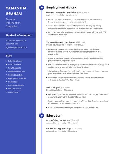 Disease Intervention Specialist Resume