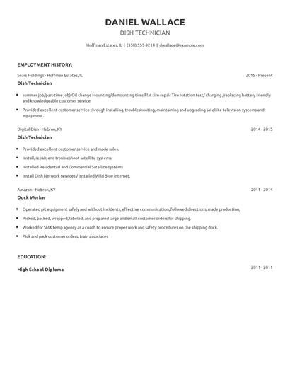 Dish Technician Resume