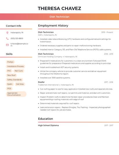 Dish Technician Resume