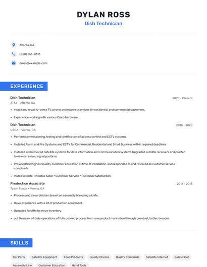 Dish Technician Resume
