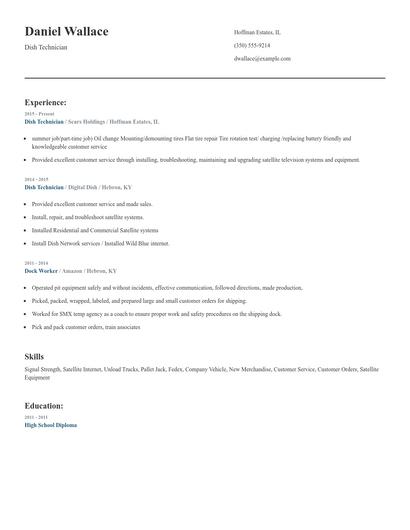 Dish Technician Resume