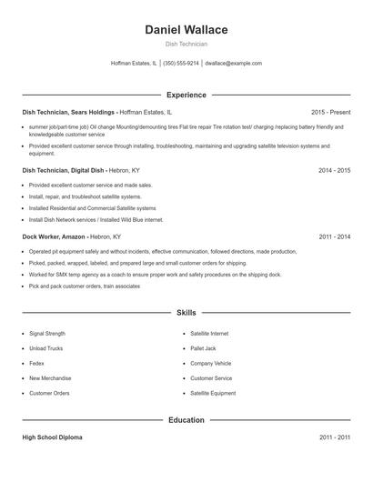 Dish Technician Resume