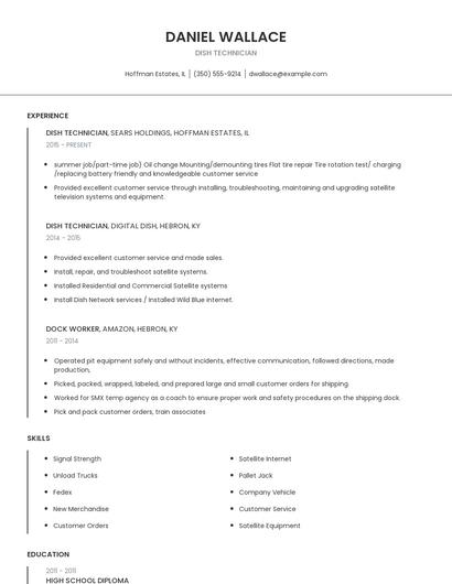Dish Technician Resume