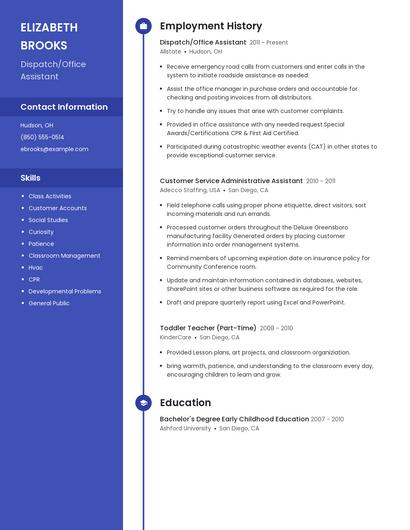 Dispatch/Office Assistant Resume