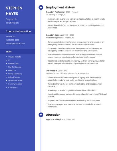 Dispatch Technician Resume