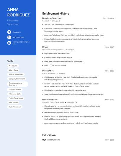 Dispatcher Supervisor Resume