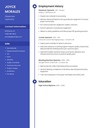 Dispenser Operator Resume
