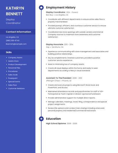 Display Coordinator Resume