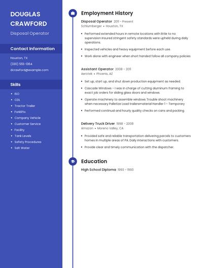 Disposal Operator Resume