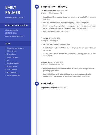 Distribution Clerk Resume