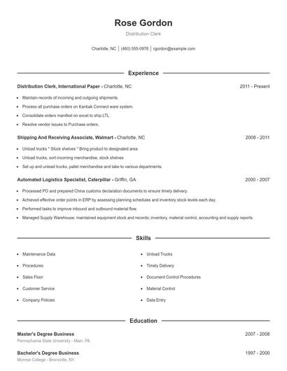 Resume example 1