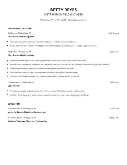 Distribution Field Engineer Resume