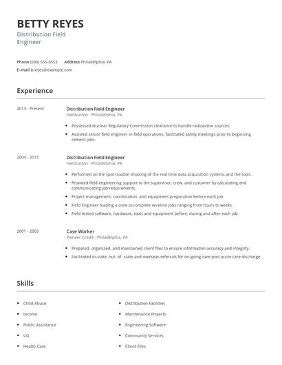 Distribution Field Engineer Resume