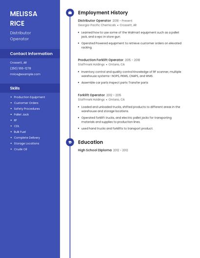 Distributor Operator Resume