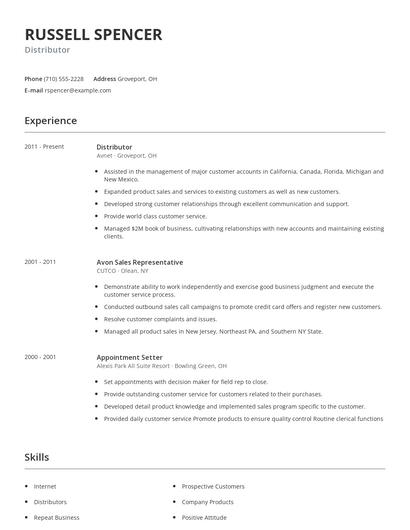 Distributor Resume