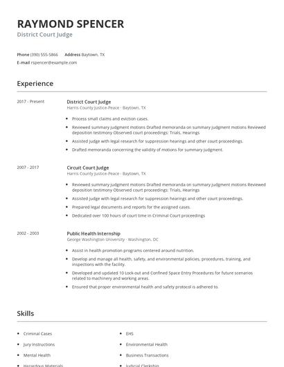 District Court Judge Resume