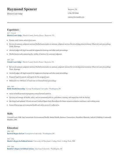 District Court Judge Resume